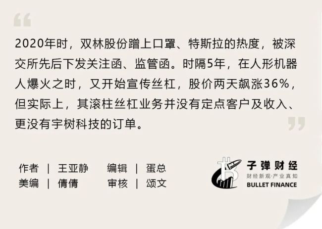 王兴兴带火丝杠 双林股份蹭热度背后 股价飙升引质疑