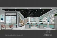 河南开封眼镜店装修设计 烤漆木纹眼镜展柜制作