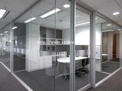 北京联想桥安装办公室隔墙安装不锈钢铝型材玻璃隔断