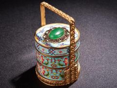 全铜景泰蓝手工打造镶嵌宝石食盒装饰工艺品古玩收藏摆件