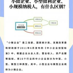 小微企业、小型微利企业、小规模纳税人有什么区别？