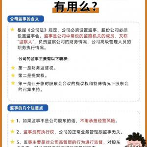 公司监事是干啥的 有用么?