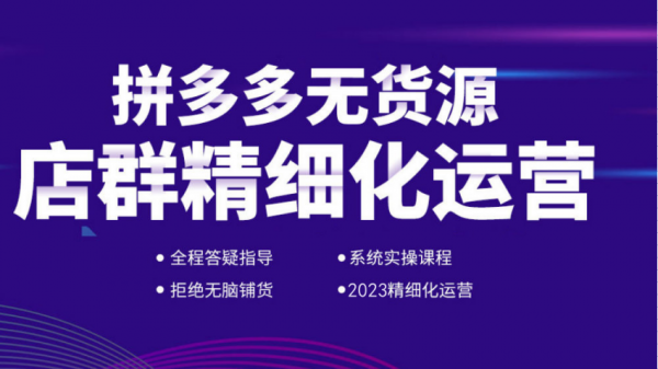 拼多多无货源新店，自然流量付费流量起店，多种全套运营玩法陪跑