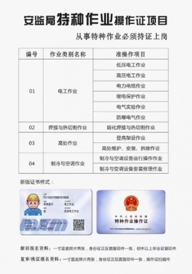 江山电工焊工高空叉车特种操作证等你报考